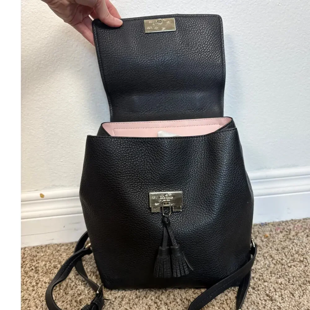 Kate Spade Pebbled Leather Hayes Street Teba Clasp Closure Backpack